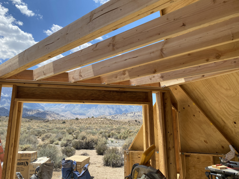 Joists above a framed window